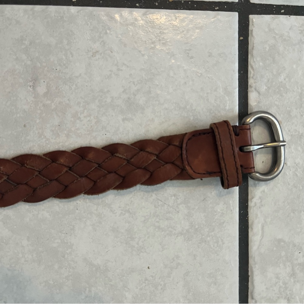 Braided Brown Leather Belt American Eagle